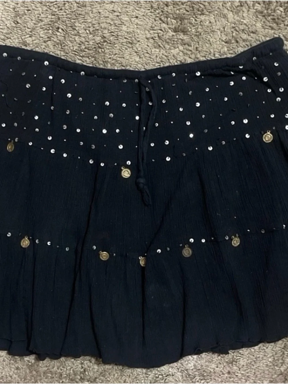 Black Tiered Mini Skirt